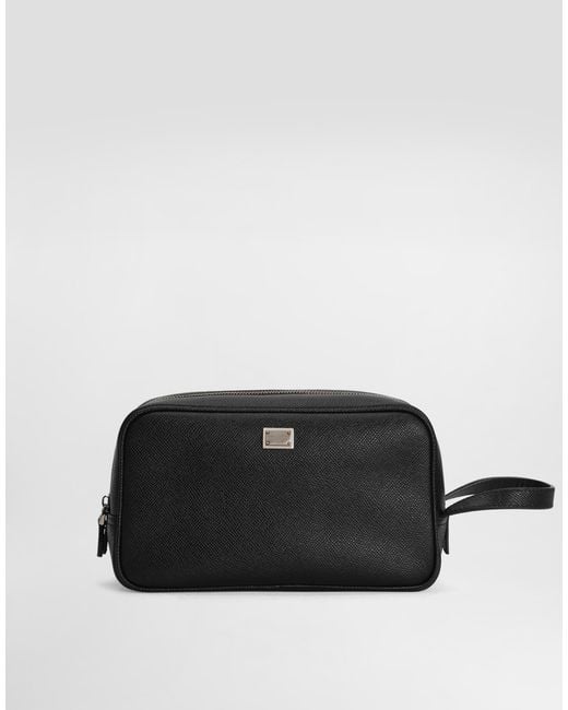 Dolce & Gabbana Black Sicily Calfskin Necessaire for men