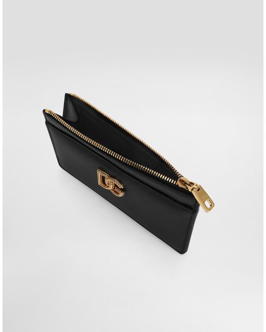 Dolce & Gabbana Black Calfskin Card Holder With Dg Logo