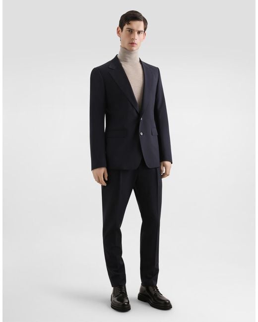 Dolce & Gabbana Blue Wool Blend Trousers for men