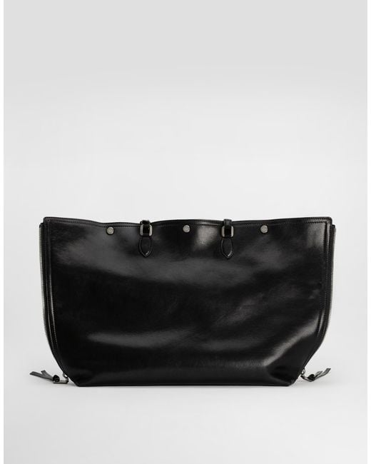 Dolce & Gabbana Black Atene Calfskin Shopping Bag for men