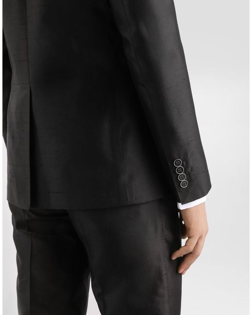 メンズ Dolce & Gabbana ダブルブレスト ミカドシャンタンシルク スーツ Black