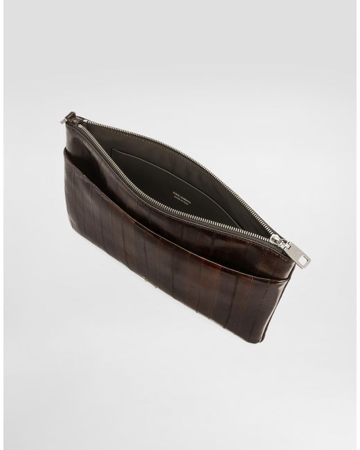 Dolce & Gabbana Brown Eel Leather Necessaire for men