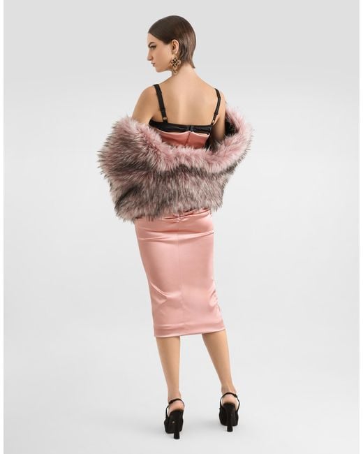 Dolce & Gabbana Pink Short Faux Fur Jacket