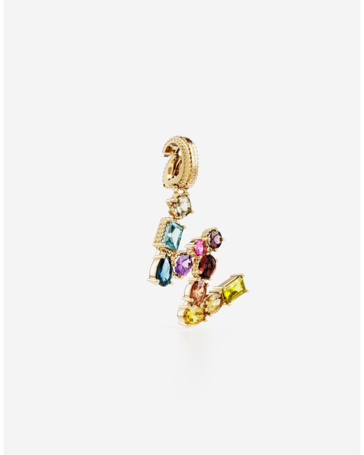 Dolce & Gabbana White Charm W Lettering 18-Carat And Multicolored Gems
