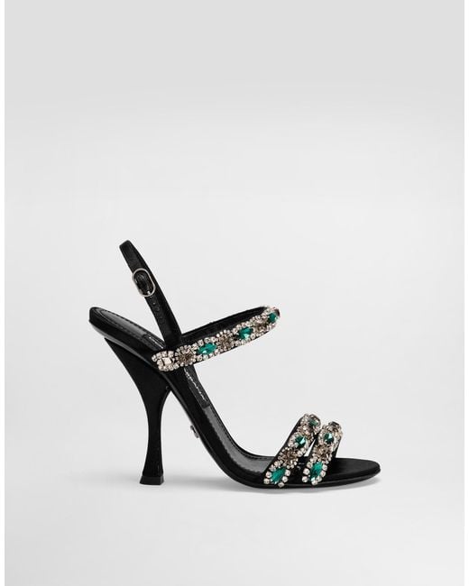 Dolce & Gabbana Black Sandals With Embroidery