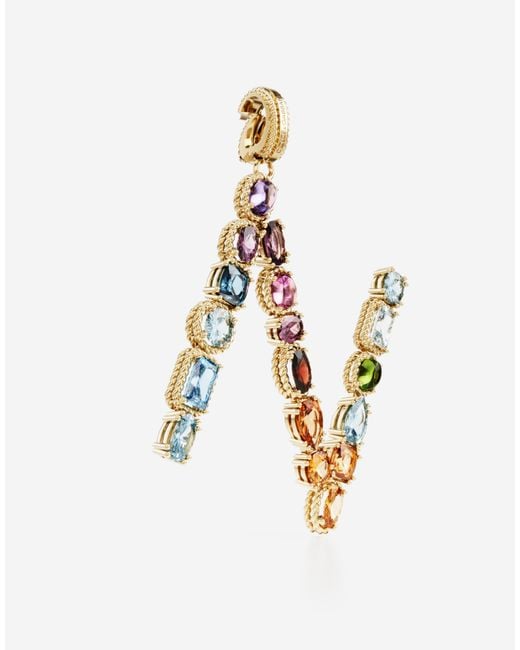 Dolce & Gabbana Metallic Charm N Lettering 18-Carat And Multicolored Gems