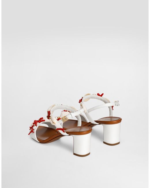 Dolce & Gabbana コーラルエンブロイダリー ナッパレザー サンダル Natural