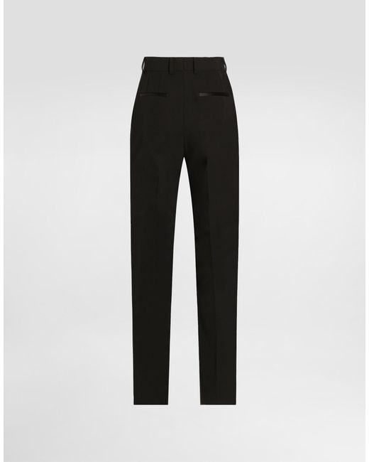 Dolce & Gabbana Black Tailored Woolen Tuxedo Pants
