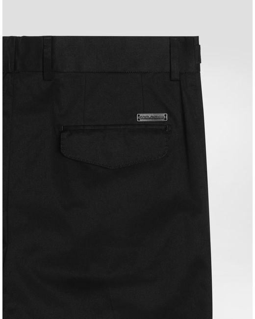 Dolce & Gabbana Black Cotton Gabardine Trousers for men