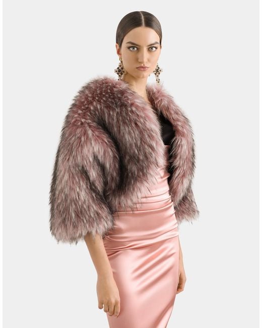 Dolce & Gabbana Pink Short Faux Fur Jacket
