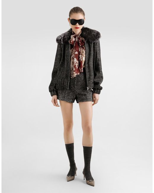 Dolce & Gabbana Black Wool Chevron Jacket