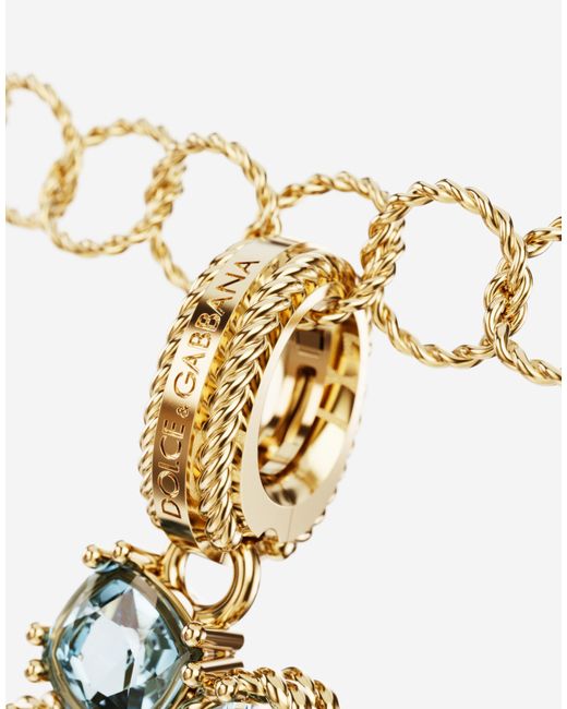 Dolce & Gabbana Metallic Charm D Lettering 18Kt And Multicolored Gems