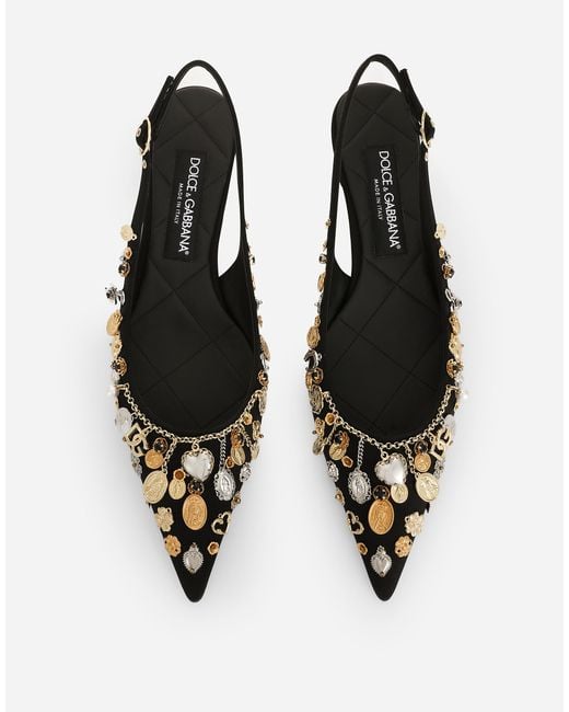 Dolce & Gabbana サテン&エンブロイダリー スリングバック