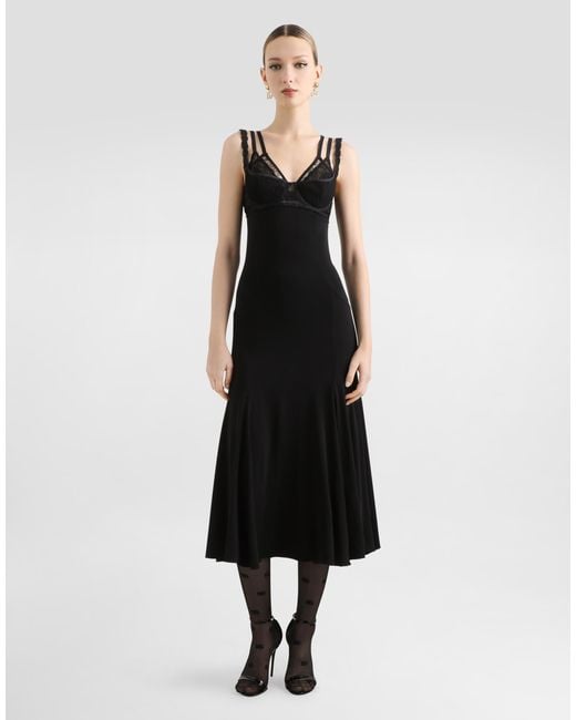Dolce & Gabbana Black Organza Godet Dress