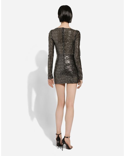 Dolce & Gabbana Black Sequin-Embellished Corset Mini Dress