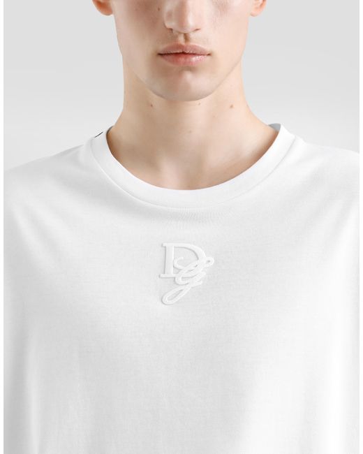 【Dolce&Gabbana】ロゴ エンブロイダリー コットン Tシャツ 白 メンズ Dolce & Gabbana ロゴエンブロイダリー コットン Tシャツ