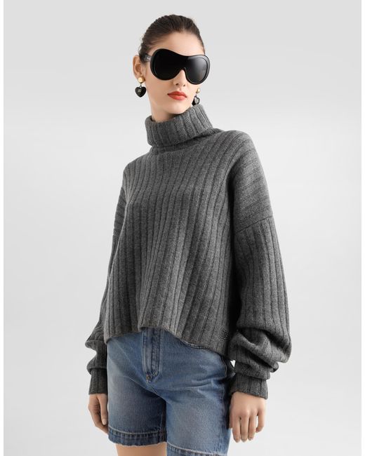 Dolce & Gabbana Gray Ribbed Sweater