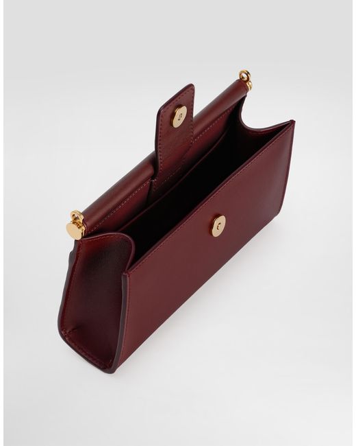 Dolce & Gabbana Purple Phone Bag Aus Plongé-Kalbsleder