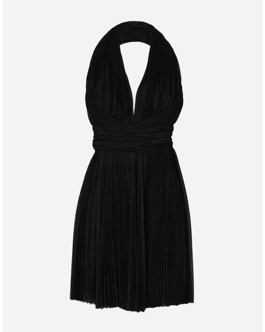 Dolce & Gabbana ショートプリーツドレス ルレックスメッシュ Black