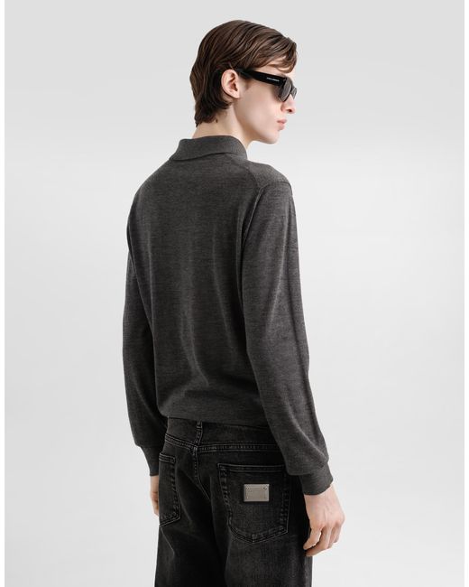 Dolce & Gabbana Gray Cashmere Polo Shirt for men
