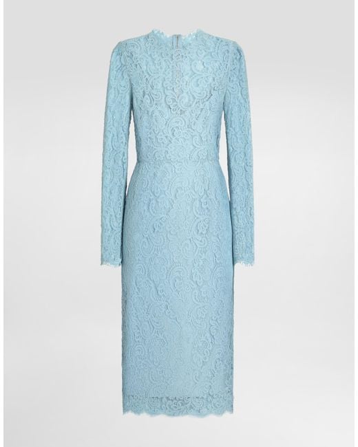 Dolce & Gabbana Blue Cordonetto Lace Sheath Dress