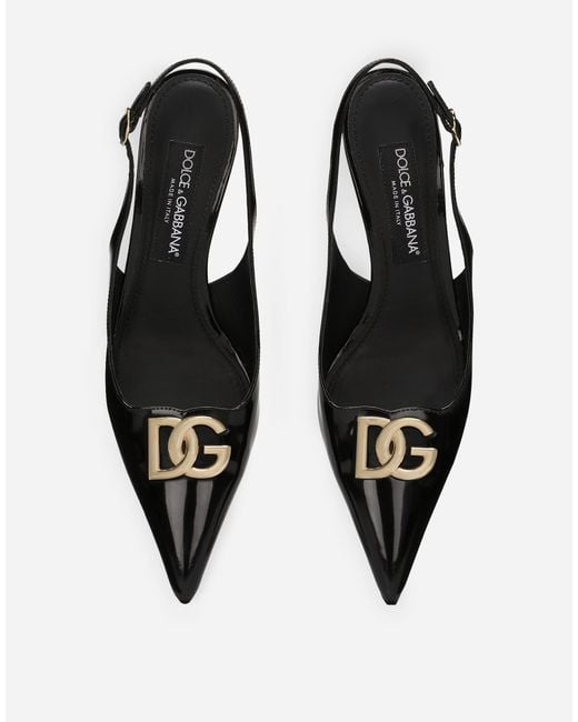 Dolce & Gabbana White Polished Calfskin Slingbacks