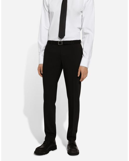 Dolce & Gabbana Black Tailored Stretch Twill Pants for men