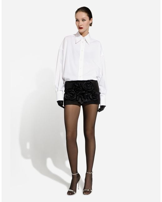 Dolce & Gabbana Black Ottoman Miniskirt With Flowers