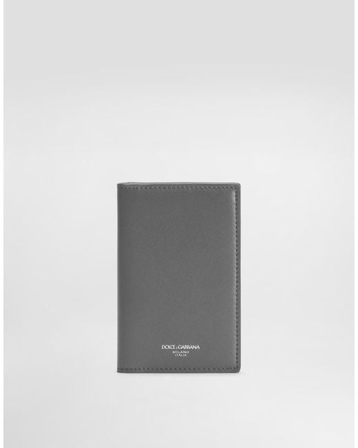 Dolce & Gabbana Gray Dauphine Calfskin Card Holder for men