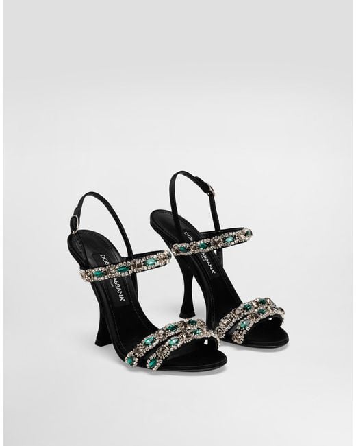 Dolce & Gabbana Black Sandals With Embroidery