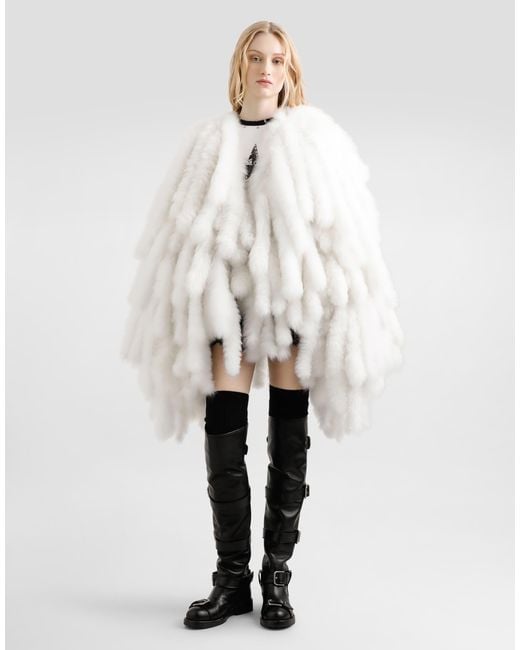 Dolce & Gabbana White Alpaca Coat