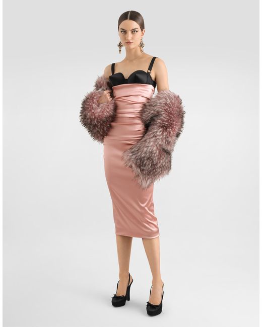 Dolce & Gabbana Pink Short Faux Fur Jacket