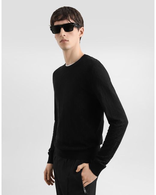 メンズ Dolce & Gabbana シルク クルーネック プルオーバー Black