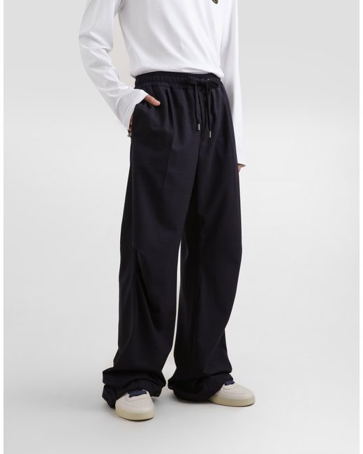 Dolce & Gabbana Blue Glen Plaid Virgin Wool Trousers for men