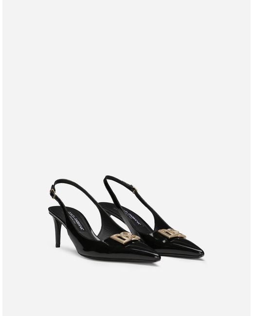 Dolce & Gabbana White Polished Calfskin Slingbacks
