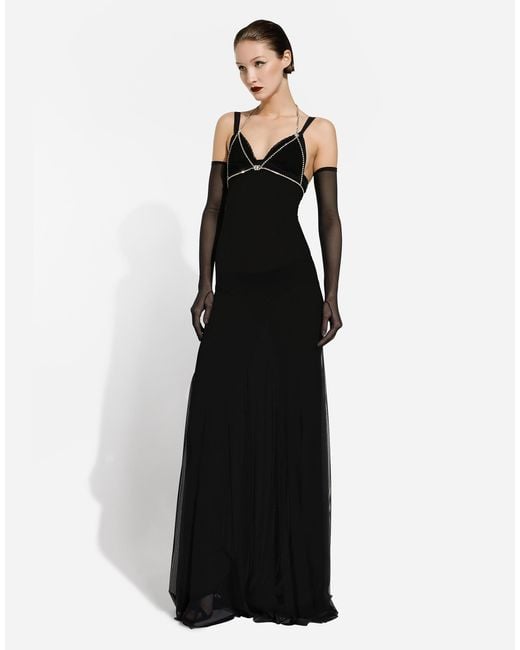 Dolce & Gabbana Black Long Tulle Slip Dress