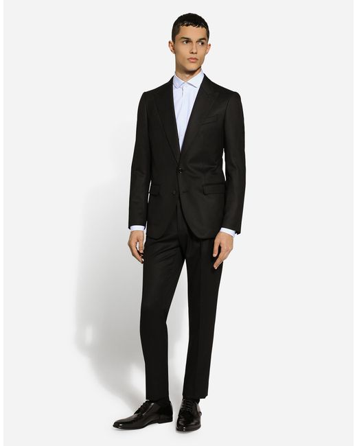 Dolce & Gabbana Black Single-Breasted Flannel Taormina-Fit Jacket for men