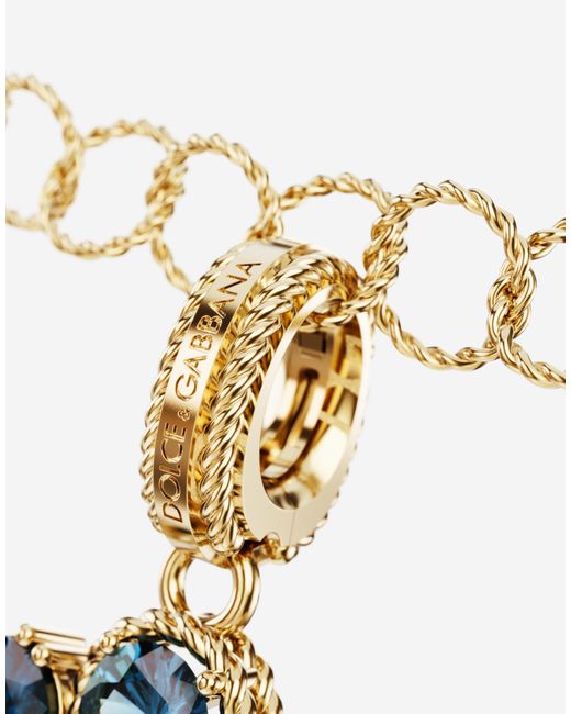 Dolce & Gabbana White Charm S Lettering 18Kt And Multicolored Gems