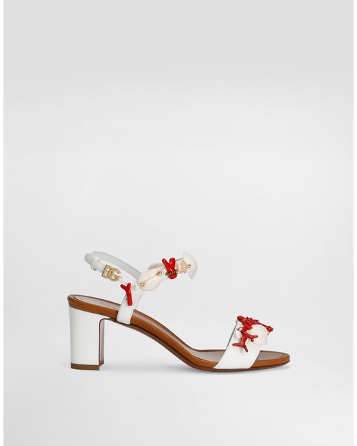 Dolce & Gabbana コーラルエンブロイダリー ナッパレザー サンダル Natural
