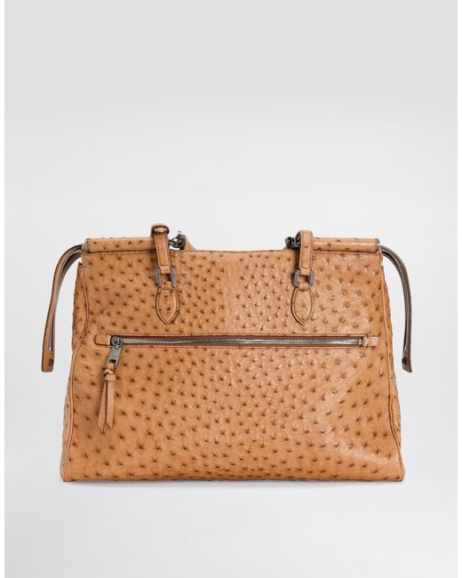 Dolce & Gabbana Brown Vittoria Ostrich Leather Handbag for men
