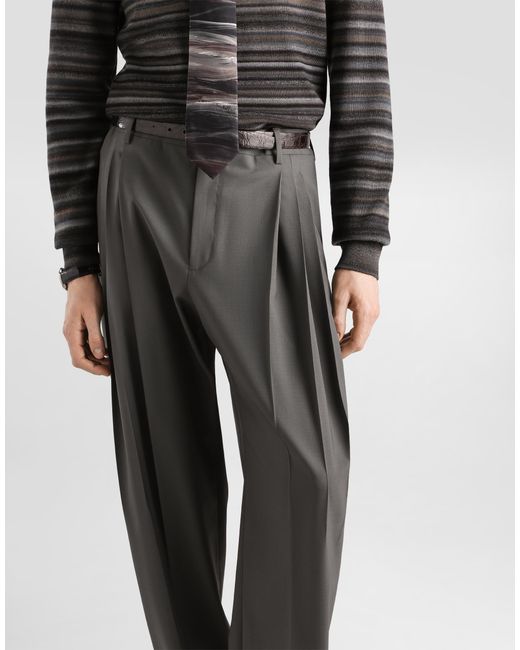 Dolce & Gabbana Gray Wool Trousers for men