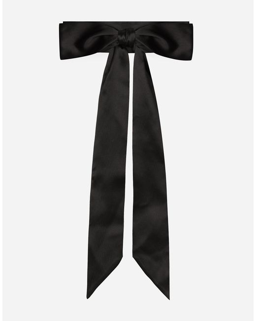 Dolce & Gabbana Black Silk Satin Tie-Belt with Hook Closure