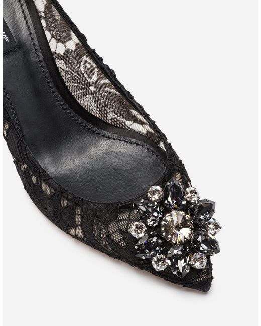 Dolce & Gabbana White Lace Pumps With Brooch Detailing