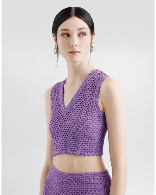 Top Corto De Punto De Ganchillo Dolce & Gabbana de color Purple
