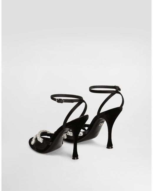 Dolce & Gabbana White Satin Sandals With Gemstone Embellishment