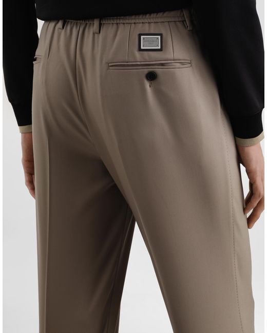 Dolce & Gabbana Gray Double-Fold Wool Canvas Trousers for men