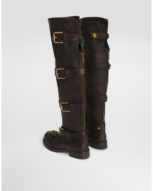Dolce & Gabbana Black Horse Leather Boots