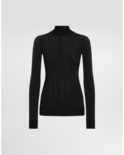 Dolce & Gabbana Black Silk Mock-Turtleneck Sweater