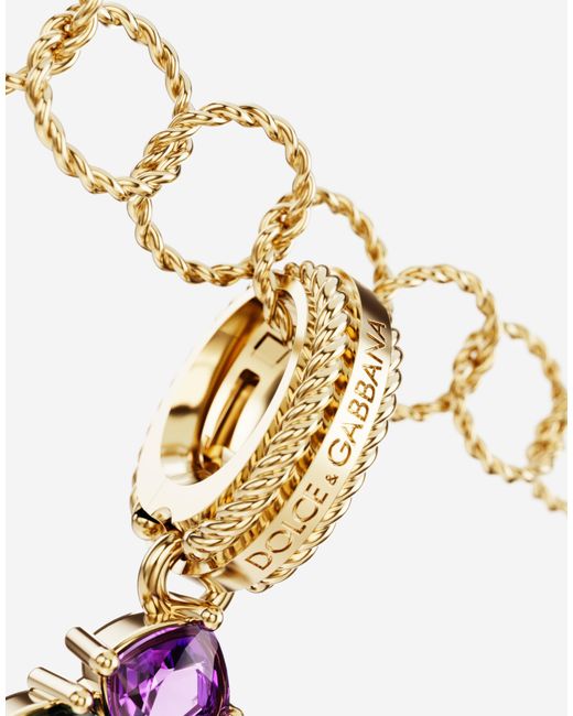 Dolce & Gabbana White Charm A Lettering 18-Carat And Multicolored Gems