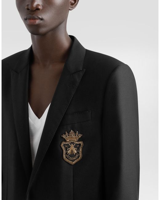 Dolce & Gabbana Black Single-Breasted Martini-Fit Jacket With Patch for men